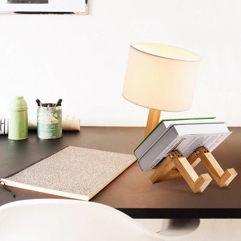Wooden Robot Table Lamp – Creative Desk Light for Kids & Home Decoration
