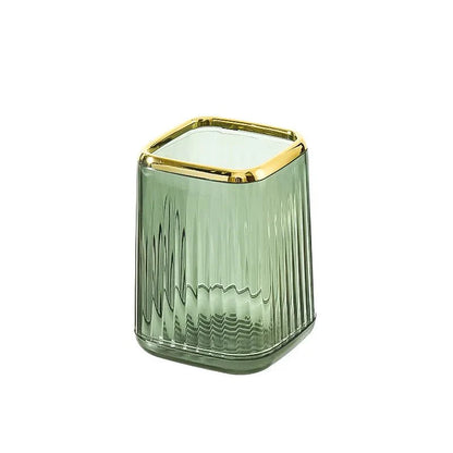 Makeup Brush Organizer with Gold Detail – Elegant Cosmetic Holder for Dressing Table