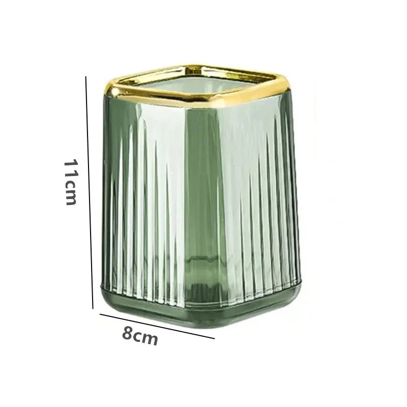 Makeup Brush Organizer with Gold Detail – Elegant Cosmetic Holder for Dressing Table
