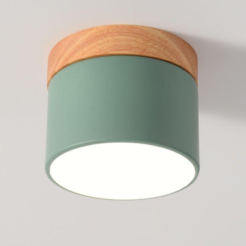 Modern LED Ceiling Light – Elegant Nordic Style with Wood Finish & Soft Pastel Illumination
