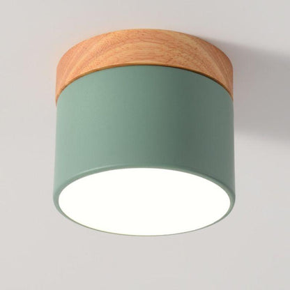 Modern LED Ceiling Light – Elegant Nordic Style with Wood Finish & Soft Pastel Illumination