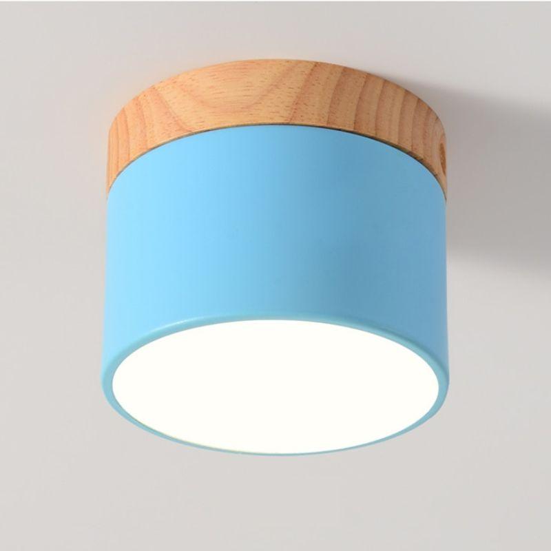 Modern LED Ceiling Light – Elegant Nordic Style with Wood Finish & Soft Pastel Illumination