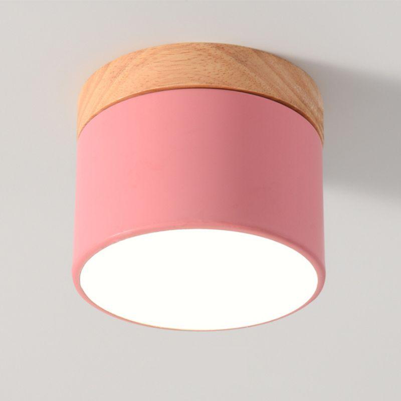 Modern LED Ceiling Light – Elegant Nordic Style with Wood Finish & Soft Pastel Illumination