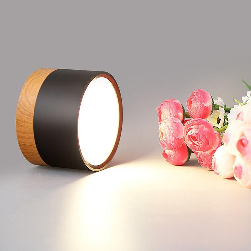 Modern LED Ceiling Light – Elegant Nordic Style with Wood Finish & Soft Pastel Illumination