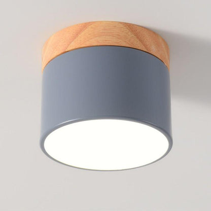 Modern LED Ceiling Light – Elegant Nordic Style with Wood Finish & Soft Pastel Illumination