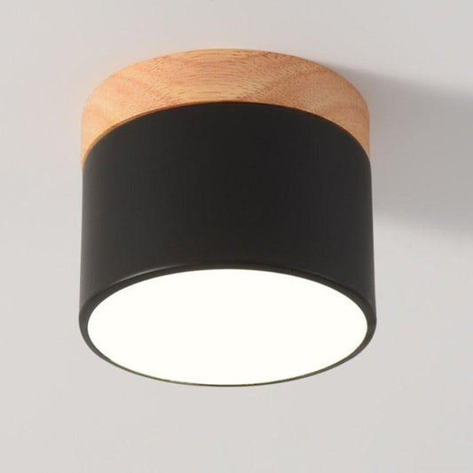 Modern LED Ceiling Light – Elegant Nordic Style with Wood Finish & Soft Pastel Illumination