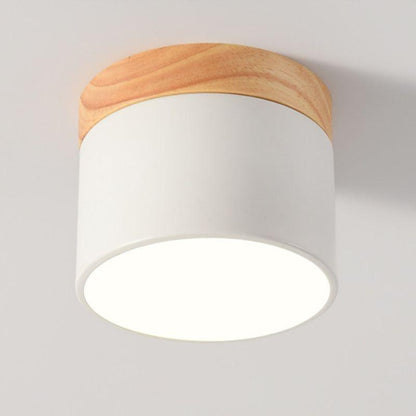Modern LED Ceiling Light – Elegant Nordic Style with Wood Finish & Soft Pastel Illumination