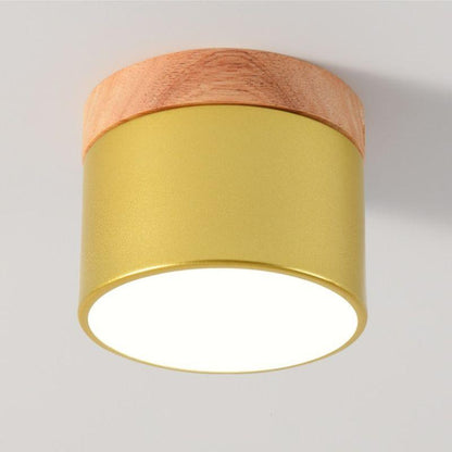 Modern LED Ceiling Light – Elegant Nordic Style with Wood Finish & Soft Pastel Illumination