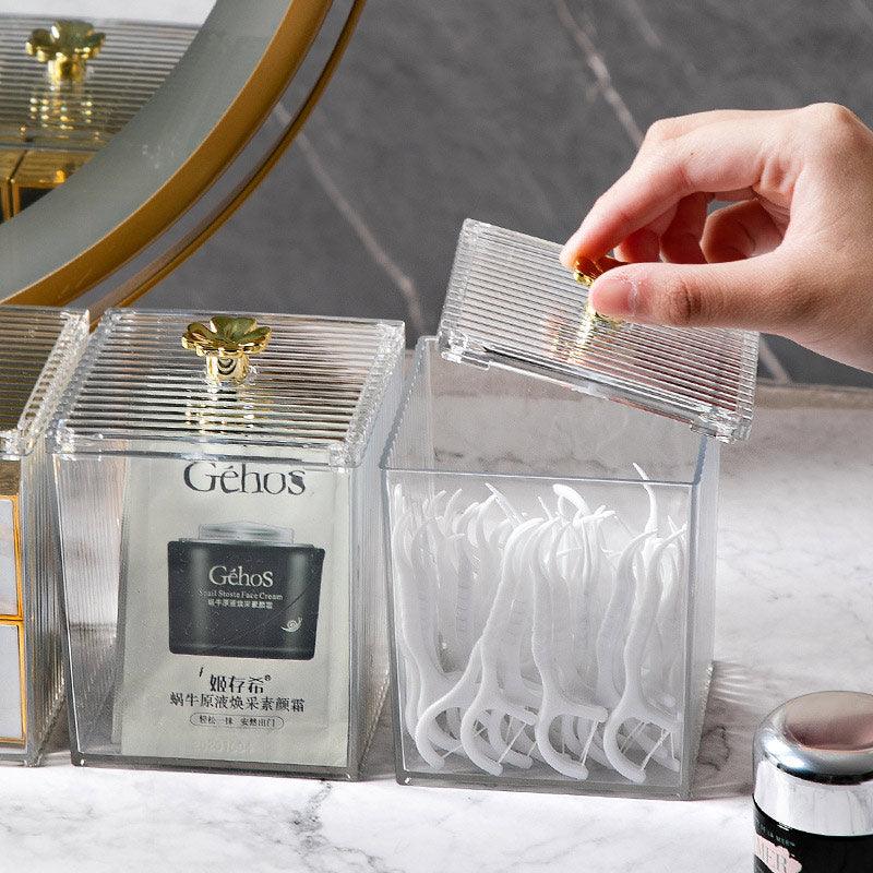 Acrylic Cotton Swab & Pad Holder – Clear Organizer Box for Bathroom & Vanity Storage