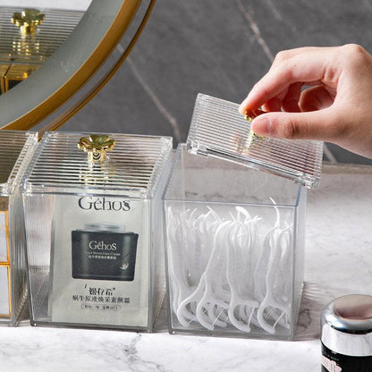 Acrylic Cotton Swab & Pad Holder – Clear Organizer Box for Bathroom & Vanity Storage