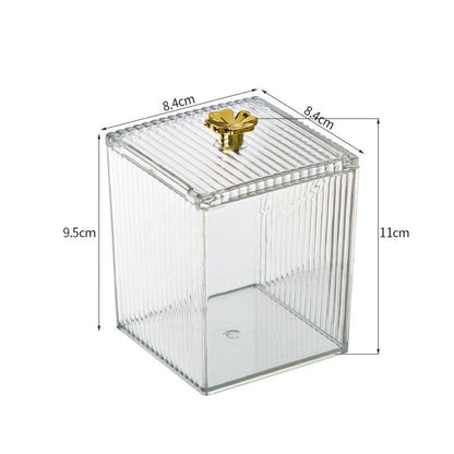 Acrylic Cotton Swab & Pad Holder – Clear Organizer Box for Bathroom & Vanity Storage