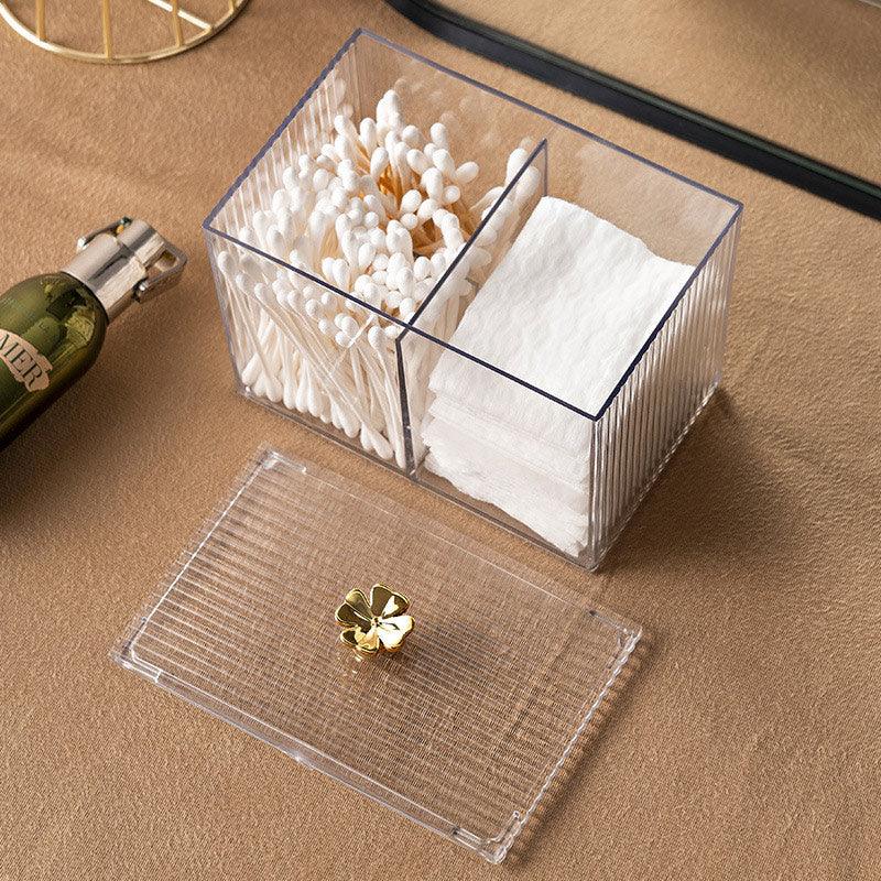 Acrylic Cotton Swab & Pad Holder – Clear Organizer Box for Bathroom & Vanity Storage