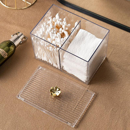 Acrylic Cotton Swab & Pad Holder – Clear Organizer Box for Bathroom & Vanity Storage