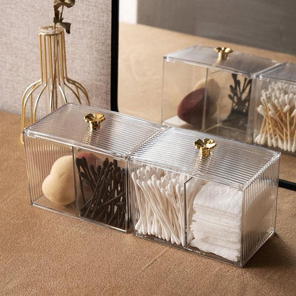 Acrylic Cotton Swab & Pad Holder – Clear Organizer Box for Bathroom & Vanity Storage
