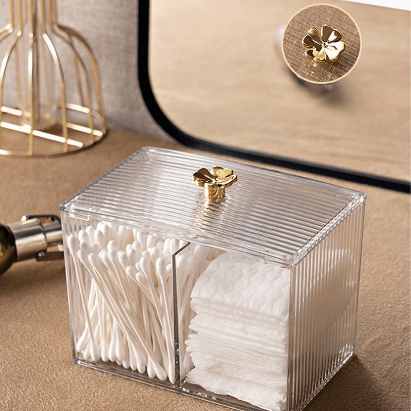 Acrylic Cotton Swab & Pad Holder – Clear Organizer Box for Bathroom & Vanity Storage