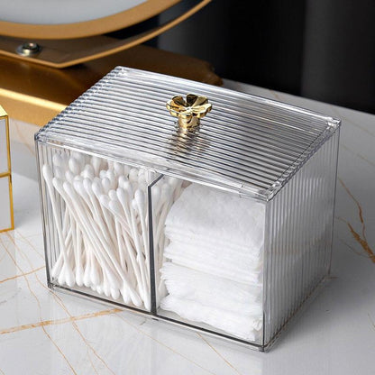 Acrylic Cotton Swab & Pad Holder – Clear Organizer Box for Bathroom & Vanity Storage