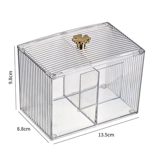 Acrylic Cotton Swab & Pad Holder – Clear Organizer Box for Bathroom & Vanity Storage
