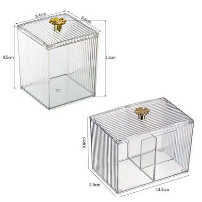 Acrylic Cotton Swab & Pad Holder – Clear Organizer Box for Bathroom & Vanity Storage