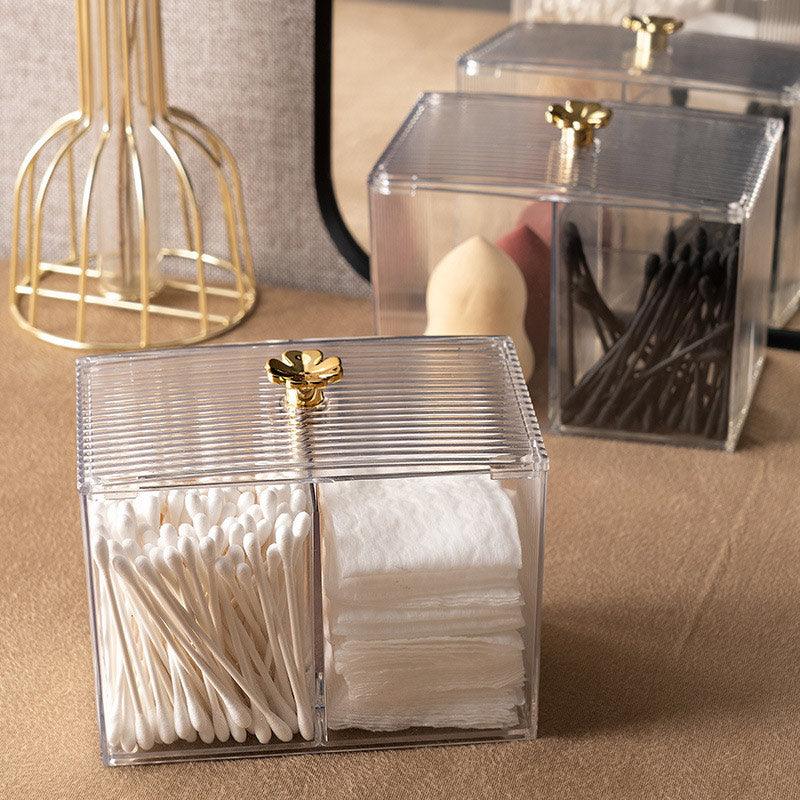 Acrylic Cotton Swab & Pad Holder – Clear Organizer Box for Bathroom & Vanity Storage