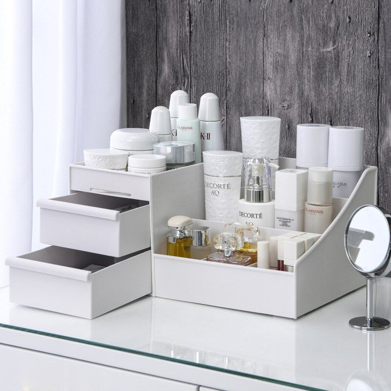 Makeup Organizer with Drawers – Large Capacity Storage Box for Cosmetics, Brushes and Accessories