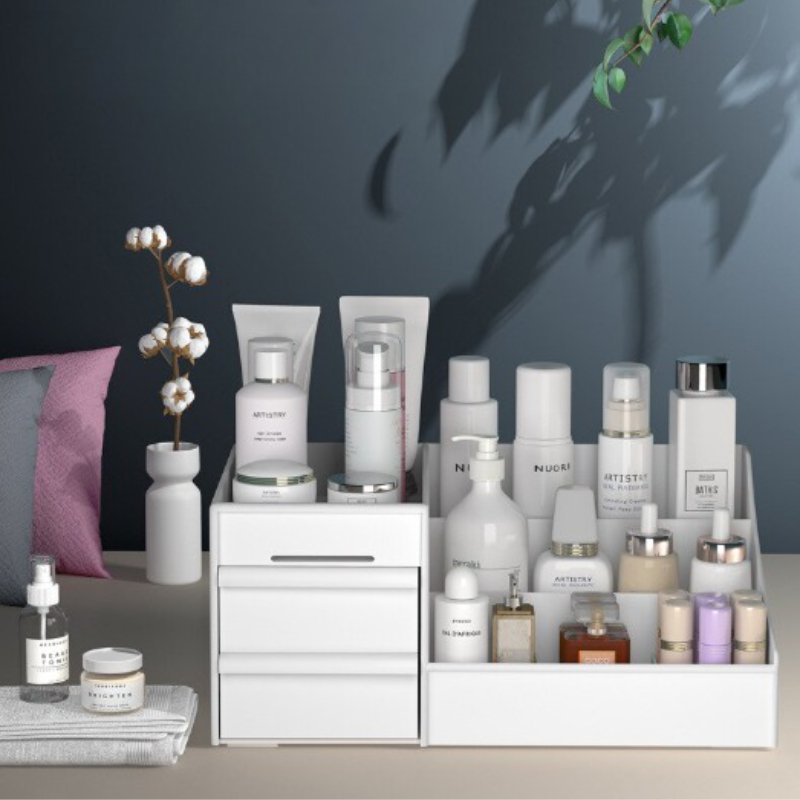 Makeup Organizer with Drawers – Large Capacity Storage Box for Cosmetics, Brushes and Accessories