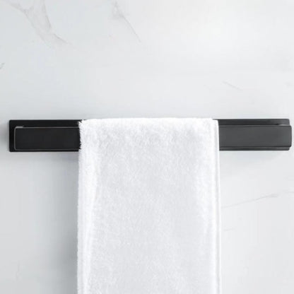 Black Bathroom Towel Holder – No-Drill Wall Mounted Organizer for Towels & Clothes