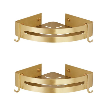 Gold Aluminum Bathroom Shelf – Wall Mounted Rack for Towels, Toiletries & Shower Storage