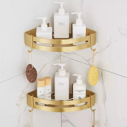 Gold Aluminum Bathroom Shelf – Wall Mounted Rack for Towels, Toiletries & Shower Storage