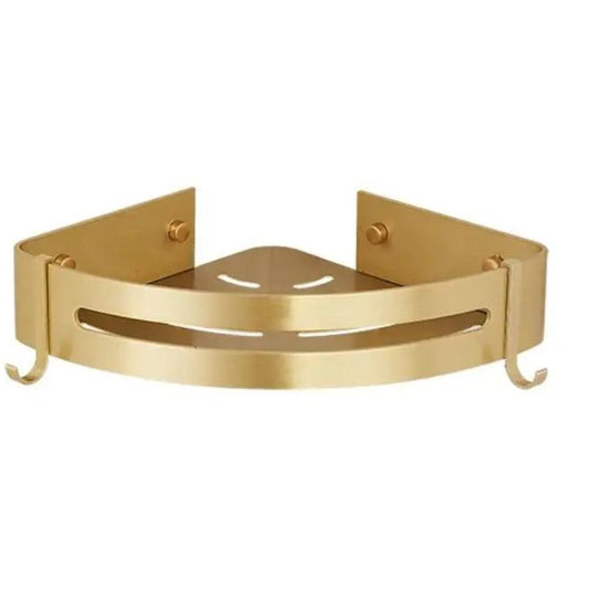 Gold Aluminum Bathroom Shelf – Wall Mounted Rack for Towels, Toiletries & Shower Storage