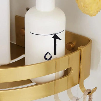 Gold Aluminum Bathroom Shelf – Wall Mounted Rack for Towels, Toiletries & Shower Storage