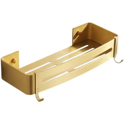 Gold Aluminum Bathroom Shelf – Wall Mounted Rack for Towels, Toiletries & Shower Storage