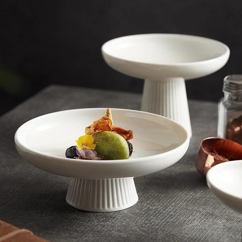 Tall White Ceramic Plate – Timeless Elegant Dinnerware for Home Dining