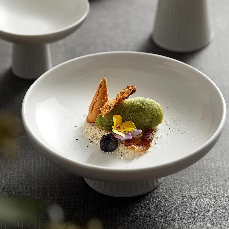 Tall White Ceramic Plate – Timeless Elegant Dinnerware for Home Dining
