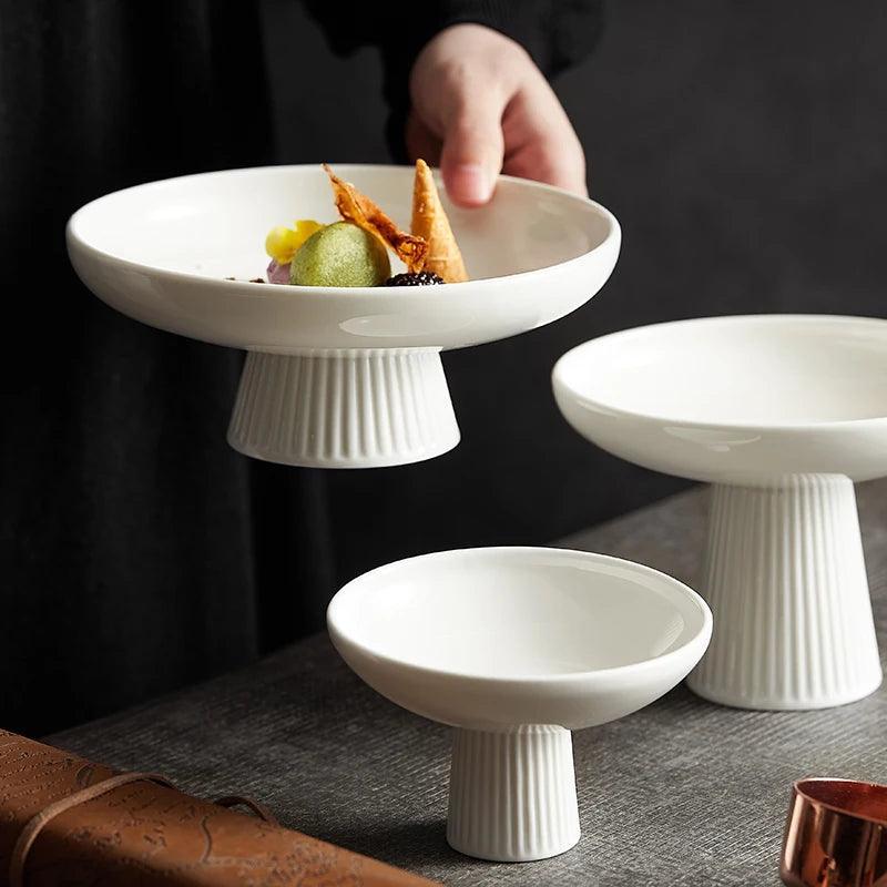 Tall White Ceramic Plate – Timeless Elegant Dinnerware for Home Dining
