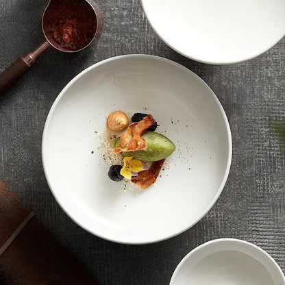 Tall White Ceramic Plate – Timeless Elegant Dinnerware for Home Dining