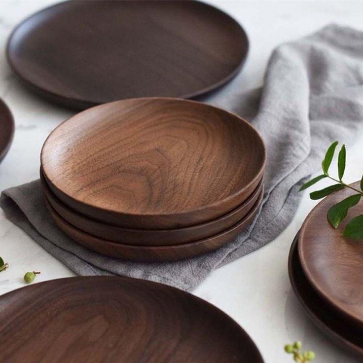 Handcrafted Walnut Wood Plate 28cm – Elegant Dining & Kitchen Decor