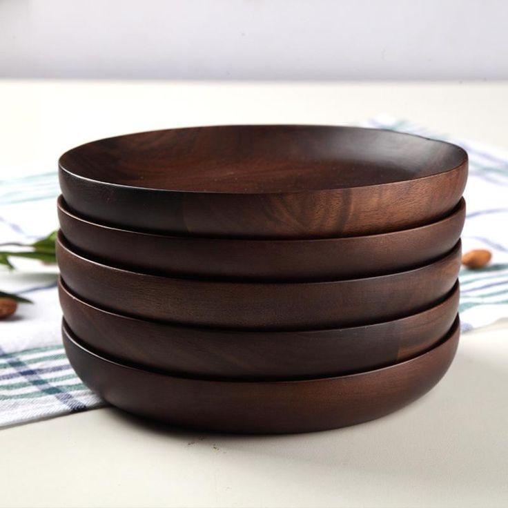 Handcrafted Walnut Wood Plate 28cm – Elegant Dining & Kitchen Decor