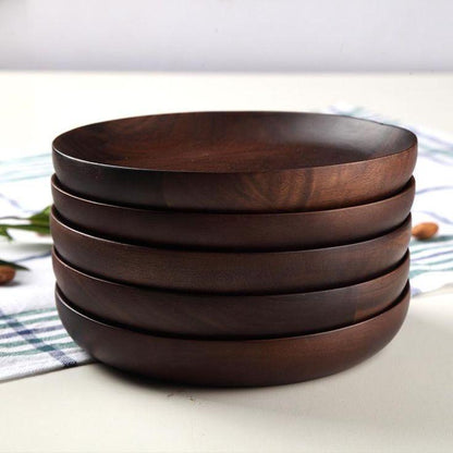 Handcrafted Walnut Wood Plate 28cm – Elegant Dining & Kitchen Decor