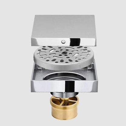 Hidden Cover Anti-Odor Floor Drain 10x10 – Stainless Steel Shower Drain with Odor Prevention