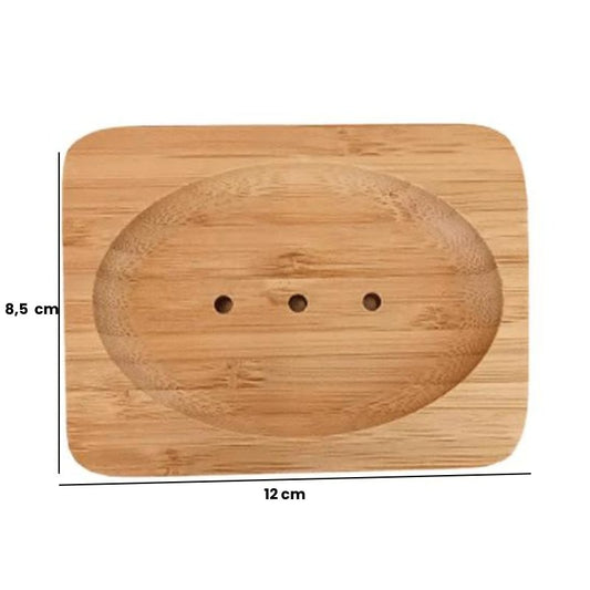 Natural Bamboo Soap Dish – Eco-Friendly Wooden Holder for Bar Soap, Anti-Slip & Durable