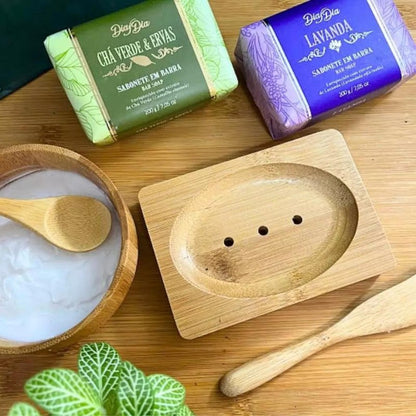 Natural Bamboo Soap Dish – Eco-Friendly Wooden Holder for Bar Soap, Anti-Slip & Durable