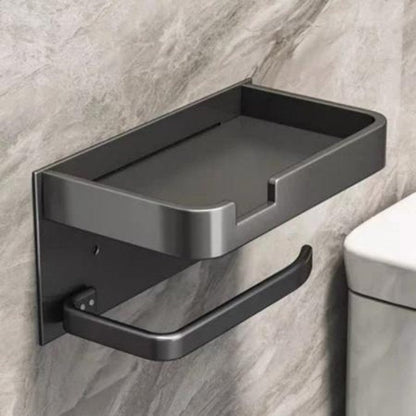 Toilet Paper Holder with Phone Shelf – Stainless Steel Wall Mount, Modern Bathroom Storage