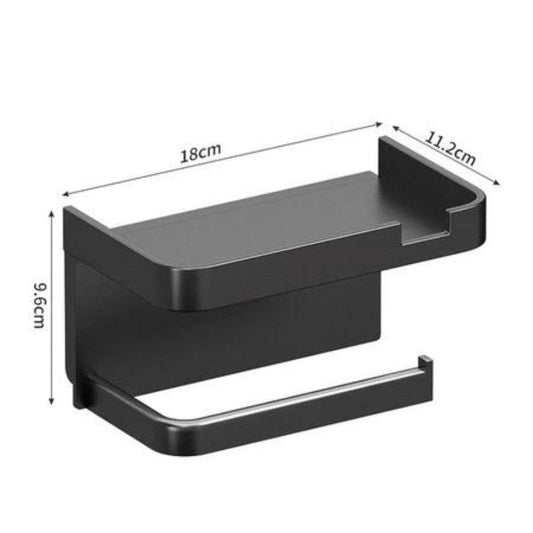 Toilet Paper Holder with Phone Shelf – Stainless Steel Wall Mount, Modern Bathroom Storage