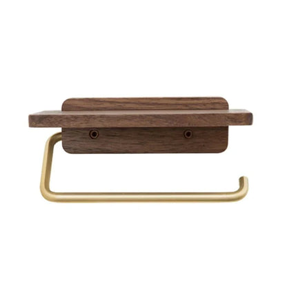 Wood & Gold Toilet Paper Holder – Timeless Luxury Bathroom Decor with Elegant Finish