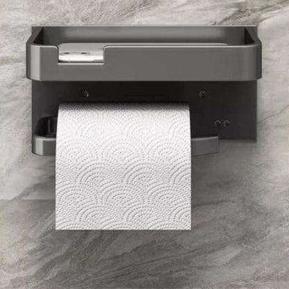 Toilet Paper Holder with Phone Shelf – Stainless Steel Wall Mount, Modern Bathroom Storage