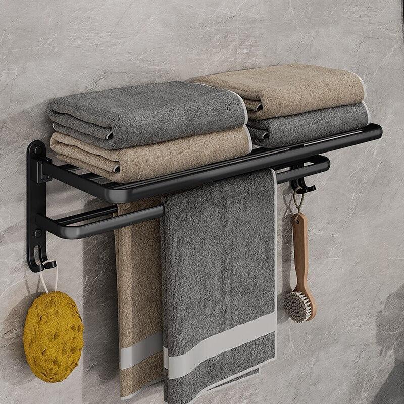 Foldable Bathroom Towel Holder – Space Saving Stainless Steel Wall Rack for Modern Bathrooms