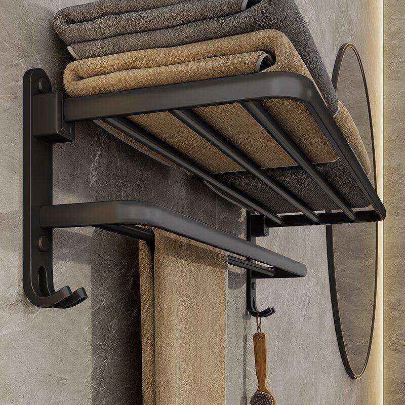 Foldable Bathroom Towel Holder – Space Saving Stainless Steel Wall Rack for Modern Bathrooms