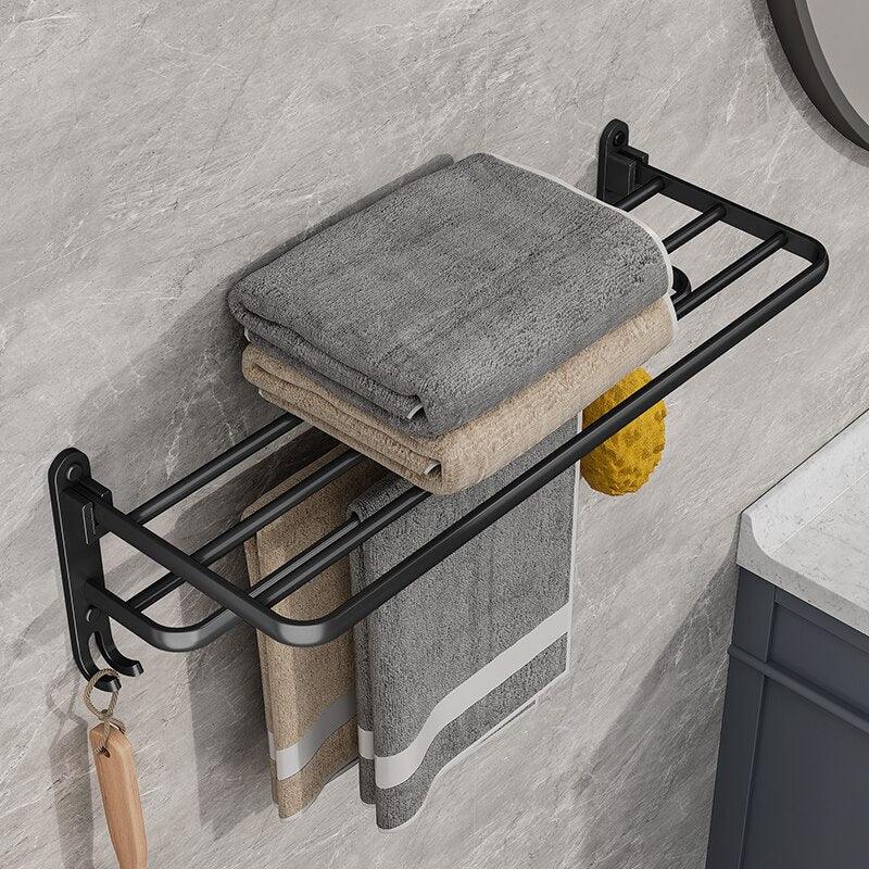 Foldable Bathroom Towel Holder – Space Saving Stainless Steel Wall Rack for Modern Bathrooms