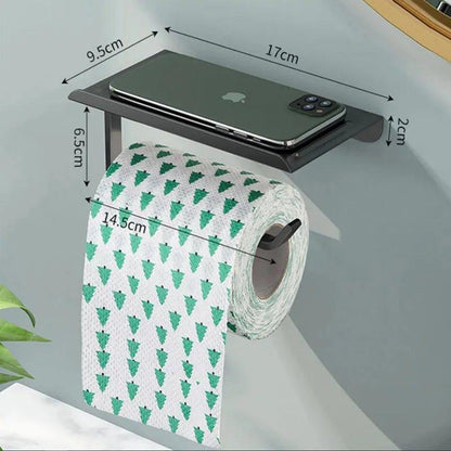 Toilet Paper Holder – Stainless Steel Bathroom Roll Dispenser with Shelf for Storage & Organization