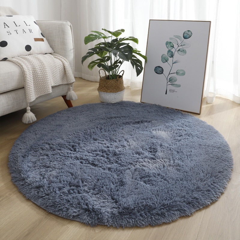 Decoreto™ Plush Round Rug – Ultra Soft Living Room & Bedroom Anti-Slip Carpet